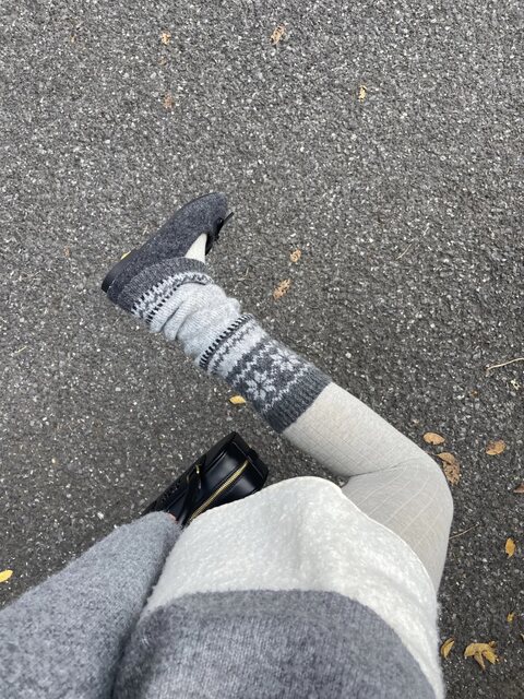 Sock Covers for Women's Snow Boots, Autumn and Winter Khaki Fair Isle Slouch Socks, Warm and Thick Retro Calf Warmers