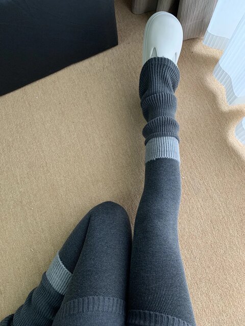 Color-Blocking Knitted Leg Warmers for Women, Autumn and Winter Leg Warmers, Stacked Socks Paired with Shark Pants, Spring and Autumn Leg Protectors, Jk Calf Socks for Women