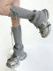 Autumn and Winter Solid Color Lace-Up Bow Micro-Flared Knit Stacked Socks Snow Boot Leg Warmers Layered Calf Socks Jk