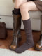 Japanese Retro Hollow Wool Calf Socks for Women, Mid-Calf Slouch Socks, Autumn and Winter Warm Socks to Match Boots, Long Socks, Boot Socks