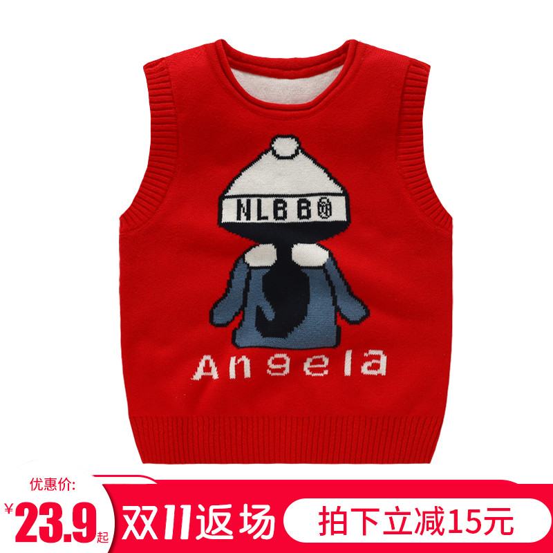 Baby woolen vest boys and girls knit autumn and winter baby vest spring and autumn outer wear vest children's sweater inner wear