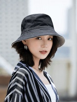 Double sided fisherman hat Womens spring autumn Korean version sunscreen Anti-UV sun hat Summer 100 hitch a big head circumference sun hat