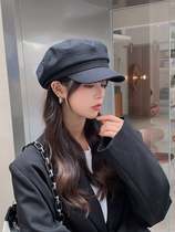 Net red black berets womens spring and ins Han version 100 lap pure color duck tongue cap retro little balsamic wind newspaper boy hat