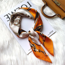 Silk scarf Womens new Korean version Fashion temperament 100 lap tying bag hair upscale Career Decorative Neckline Scarves for small scarves