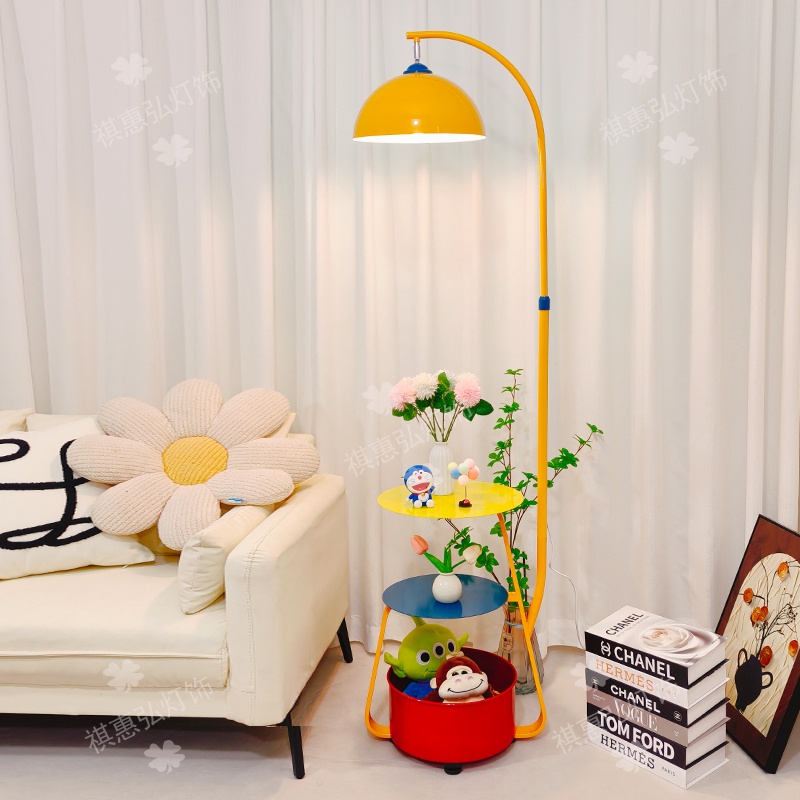 Memphis Floor Lamp, Decorative Ambient Light Next to the Sofa in the Living Room, Integrated Shelf-Type Standing Lamp for Children's Room and Bedroom