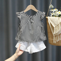 2021 Summer new womens baby foreign air vest shorts suit womens casual thin and open-back dolls