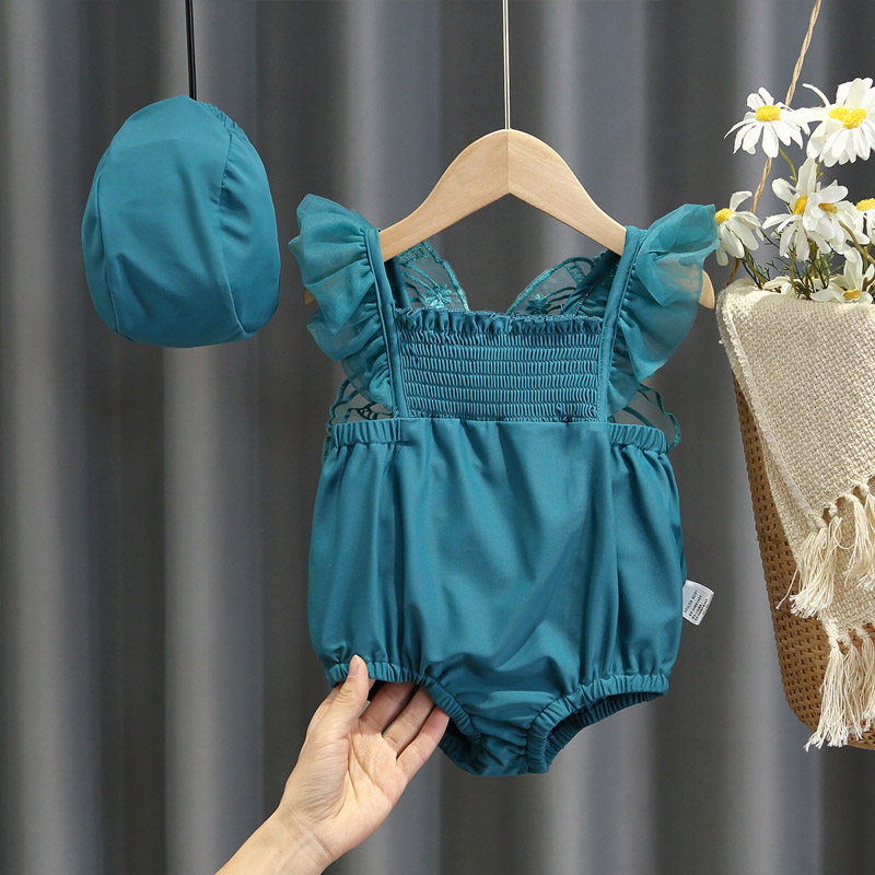 Girl Swimsuit Foreign Pie children Princess Liant-style swimsuit suit Children's baby flying sleeves Blisters Spa Swimsuit