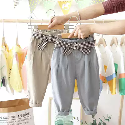 Female baby pants spring and autumn thin children's clothing girls casual pants children's children's foreign school wearing 1-year-old baby trousers