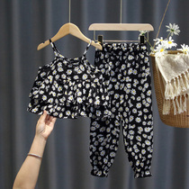 Childrens clothing Baby Dew Shoulder Harness Summer Style Suit 2021 New Children Clothing Trendy Ocean Gas Children Two Sets of clothes