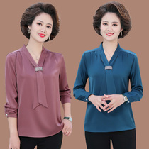 2021 new 50-year-old mom temperament undershirt 100 hitch fashion foreign gas mid-aged womens long-sleeved T-shirt