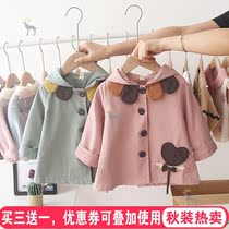 Girl coat spring and autumn 2021 new 0 foreign style 1 children Long Sleeve 2 baby Autumn girl cute windbreaker 3 years old