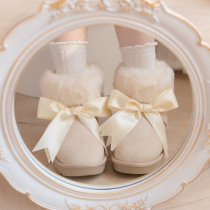 Spot Small Hair Kid Snowy Boots Detachable Dual-use Butterfly Junction Winter Round Head Midcylinder Plus Suede Thickened Warm