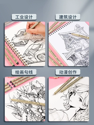 Игольная ручка Behrens, художественная специальная ручка для рисования, водонепроницаемая, с мягким наконечником, крючок для рисования, ручка для комиксов, кисть для рисования, простая ручка для эскизов, специальная ручка для комиксов, набор черных игольчатых ручек можно пополнять чернилами