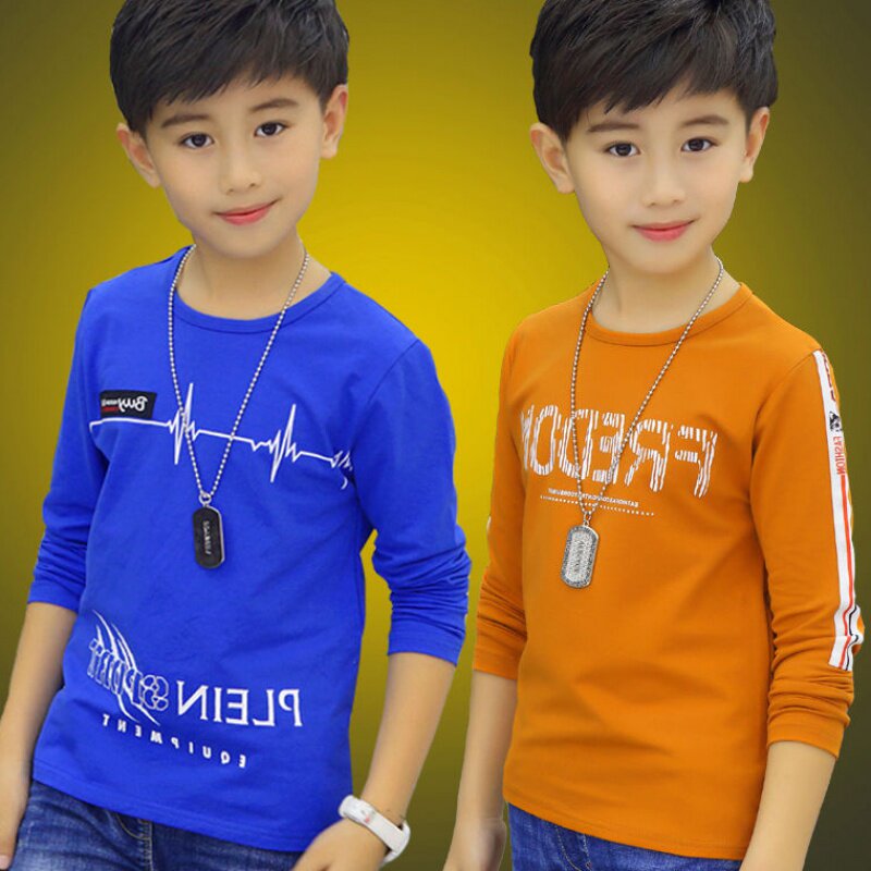 2021 Spring Boys' Bottoming Shirts Children's T-Shirts Long Sleeves Boys' Cotton Tops Middle-aged Children's Spring and Autumn T-shirts - Taobao