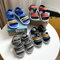  EEDTP189 welfare~A thousand pairs of big goods~Men and women and children breathable and comfortable color strip velcro sandals beach shoes