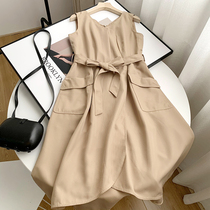 GGDVQ065 A Shen Welfare Cabinet Fashion Waist Lace Skinny Sleeveless Dress Women