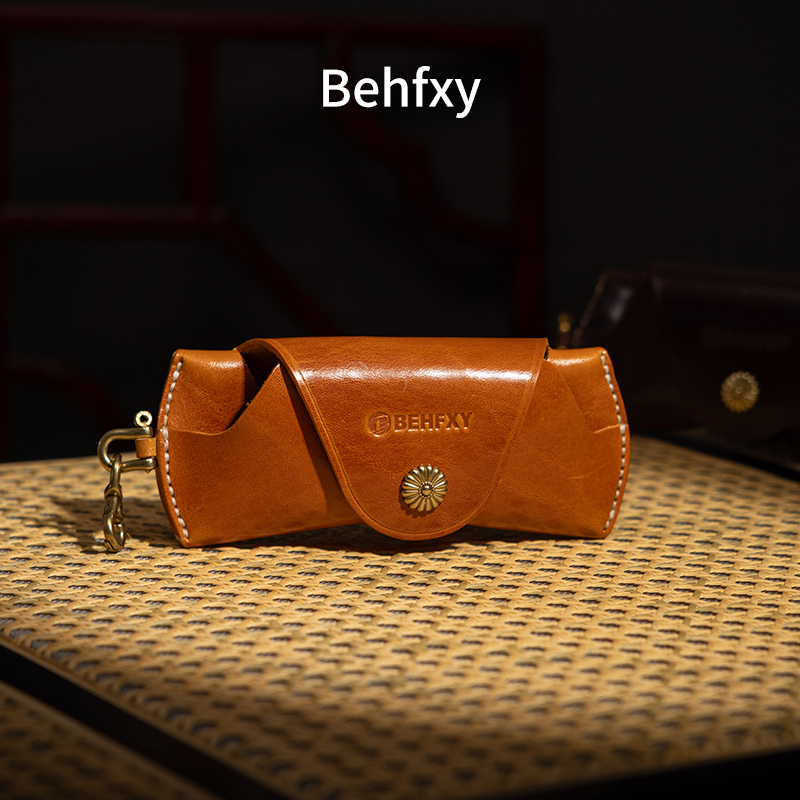Behfxy Suiyun Retro Handmade First-Layer Cowhide Solid Color Glasses Case Portable Sunglasses Storage Box Behfxy Suiyun Retro Handmade First-Layer Cowhide Solid Color Glasses Case Portable Sunglasses Storage Box