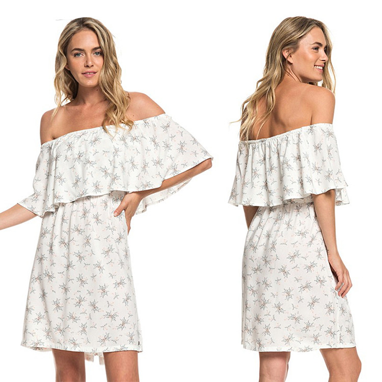 ROXY dew shoulder one-piece dress South Korean real body shop direct holiday bathing suit artificial silk cover skirt WST449WRX 