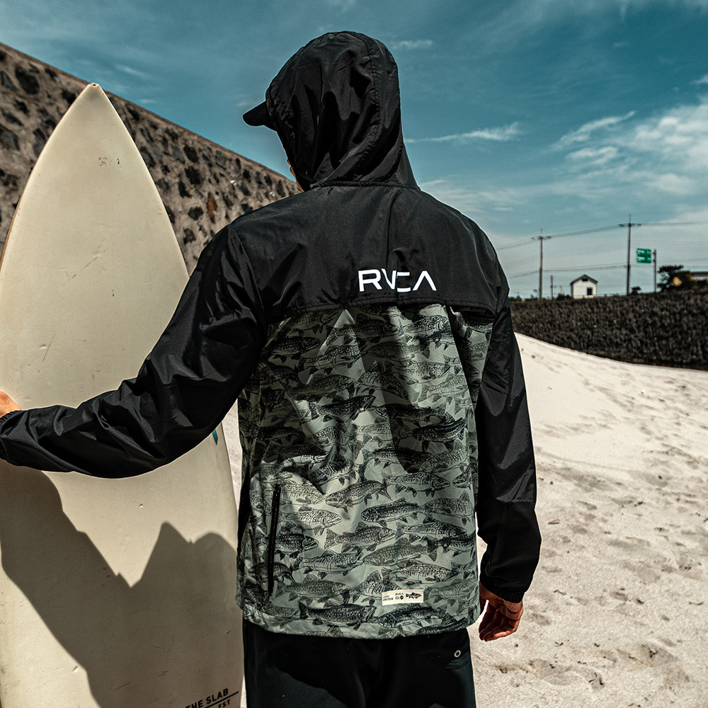 RVCA Casual Wind Clothes South Korea Real Body Shop Straight Mail Sports Connected Caps Zip Long Sleeve Blouse MST617TRV 