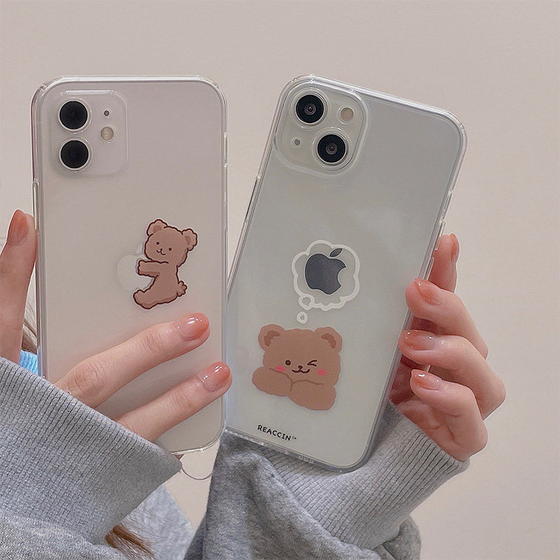 Cute cartoon suitable for iPhone12 mobile phone protection shell Apple 11Pro Max silicone X XS XR anti-fall 13Pro new female mini transparent Cubs xm