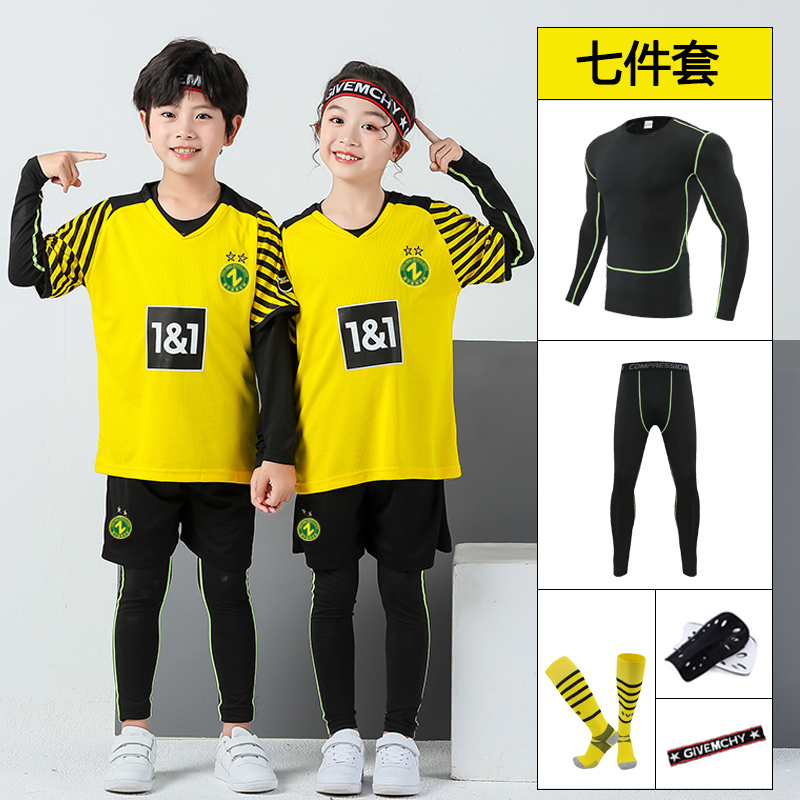 Autumn and winter Children's football clothes suit men's four sets of primary and middle school students' competition training suit customized beating bottom long sleeve jersey-Taobao