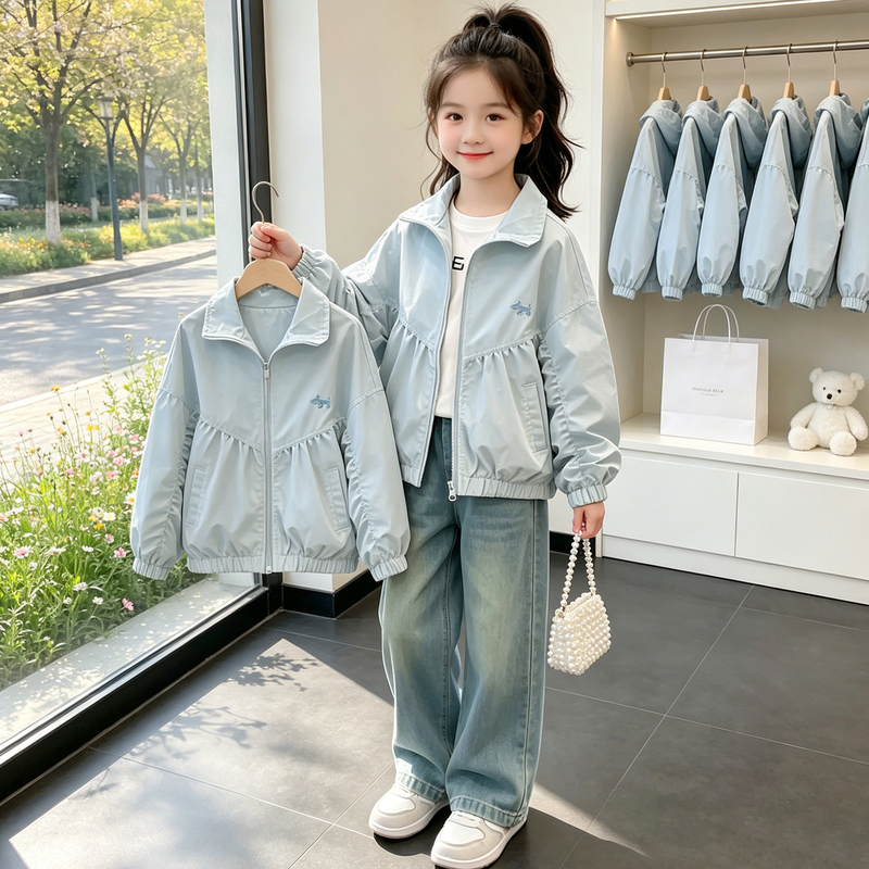 Girls' Autumn Jacket 2026 New Trendy Children's Fashionable Internet Celebrity Style Girls' Spring and Autumn Jacket with Batwing Sleeves Cartoon Top