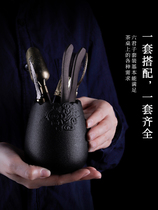 Ebony tea ceremony six gentlemen set kung fu tea set kung fu tea set accessories 6 gentleman tea tools tea clip needle spoon drinking pot pen L