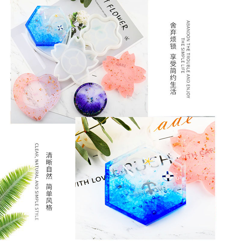 Hipster fang crystal drops of glue coasters silicone mold epoxy resin ab glue pot tap base mold