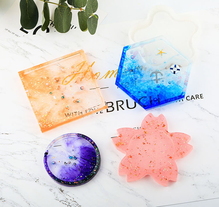 Hipster fang crystal drops of glue coasters silicone mold epoxy resin ab glue pot tap base mold