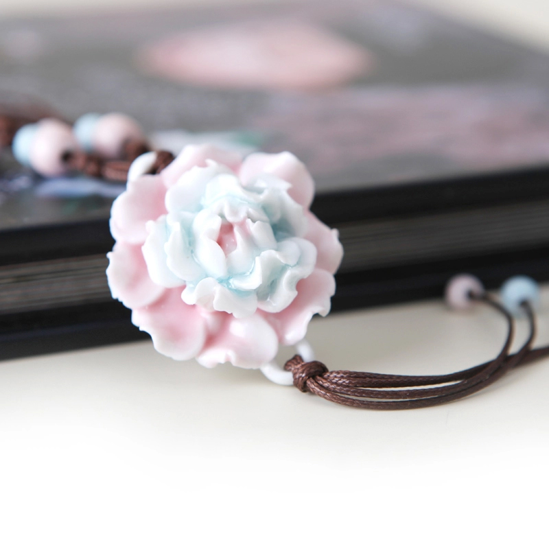 Jingdezhen the original hand flower ceramic sweater chain necklace with Chinese national wind tie - in decoration pendant qiu dong