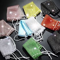 Net Red Mask Water Drill Fashion Breathable Nightclub Lace Sparkling Hot Drill New Black Crystal Patch Drill Inlaid Drilling Summer