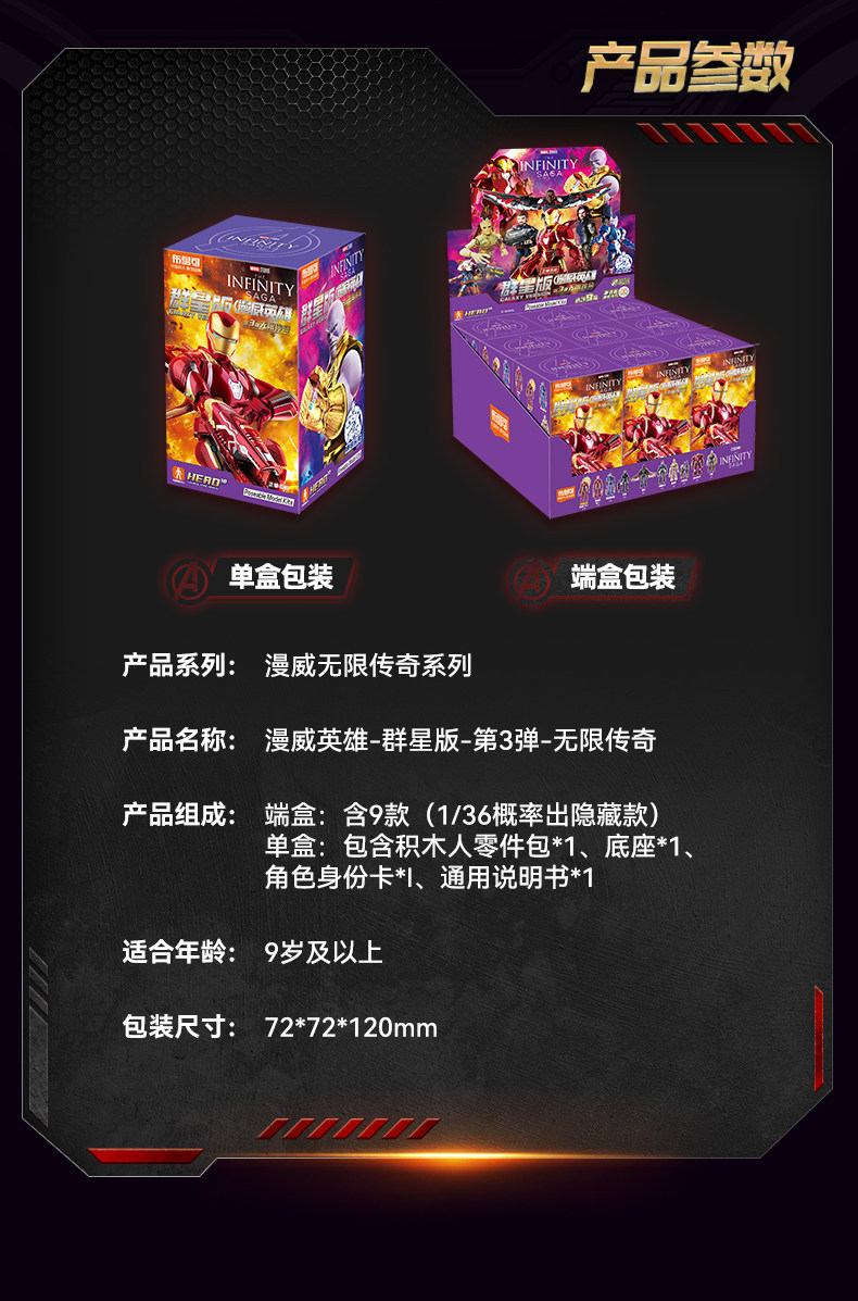 1/9 Stück BLOKEES Marvel Avengers Blind Box Spielzeug 10 cm Iron Man MK50 Spider-Man Loki Hulkbuster Actionfigur Bausteinspielzeug – Detail 29