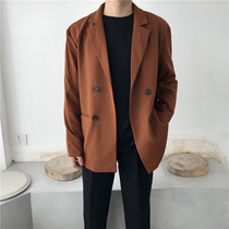2020 autumn and winter retro suit mens jacket loose small suit Korean version of the trend men loose lazy black suit