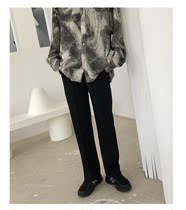 Dumbling Ruffian handsome mens pants nine-point trousers loose Joker falling wide legs straight pants mens 2020 autumn and summer harbor wind
