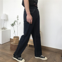 2020 Spring and autumn new products Korean ins high waist bright line loose thin student mopping pants straight jeans men and women
