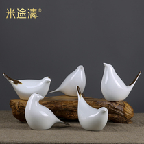 Modern simple new Chinese ceramic bird ornaments light luxury living room tea table soft decoration handicraft decorations