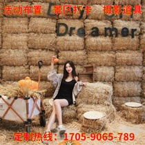 Straw Stacker Grass Mound Round Square Grass Stack Stools Sofa Styling Shooting Props Camping Arrangement Mesh Red Punch Cards