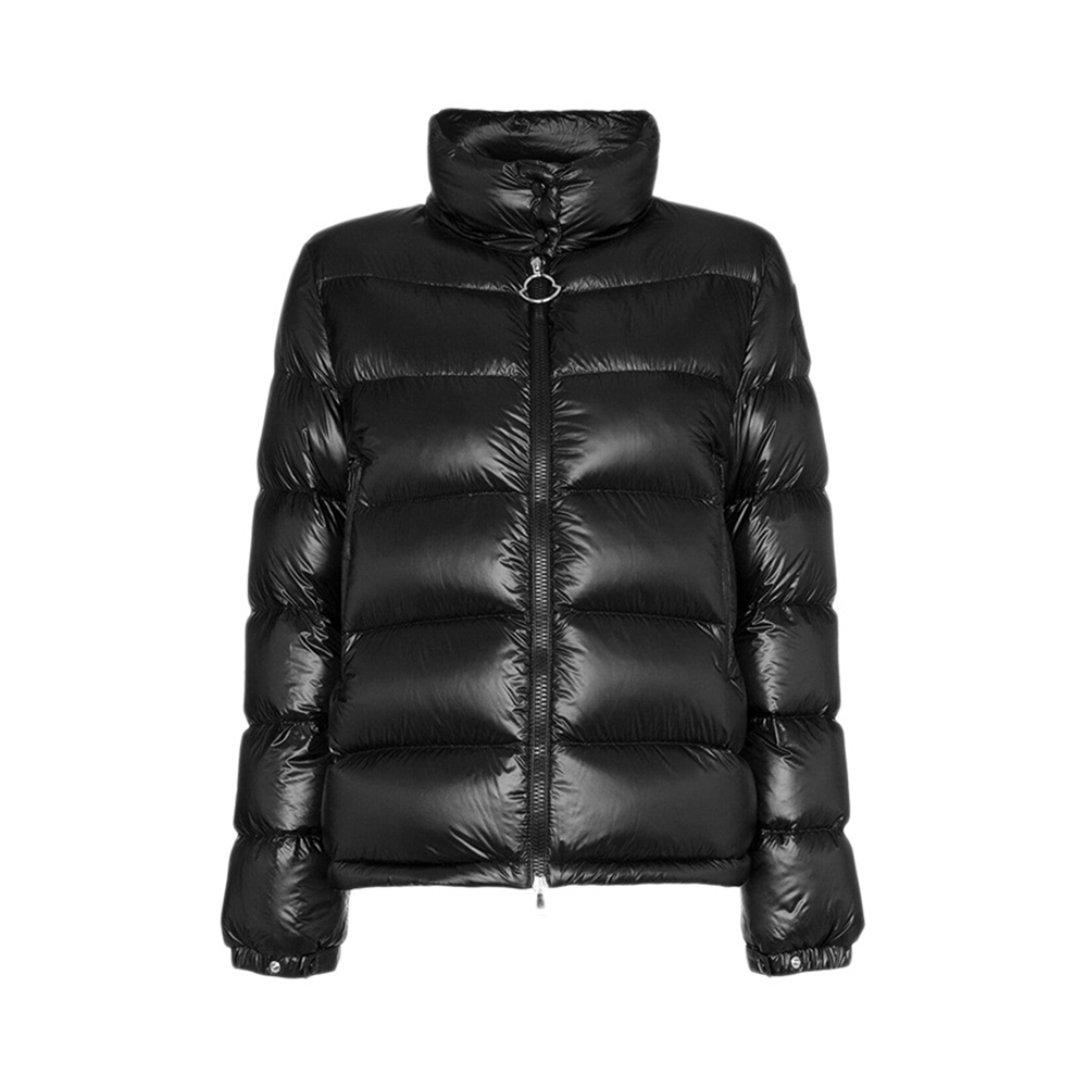 Moncler đen dọc cổ áo hai chiều zip perseam ấm đơn giản thiết lập bên ngoài lỏng mặc chiếc áo khoác xuống ngắn của phụ nữ