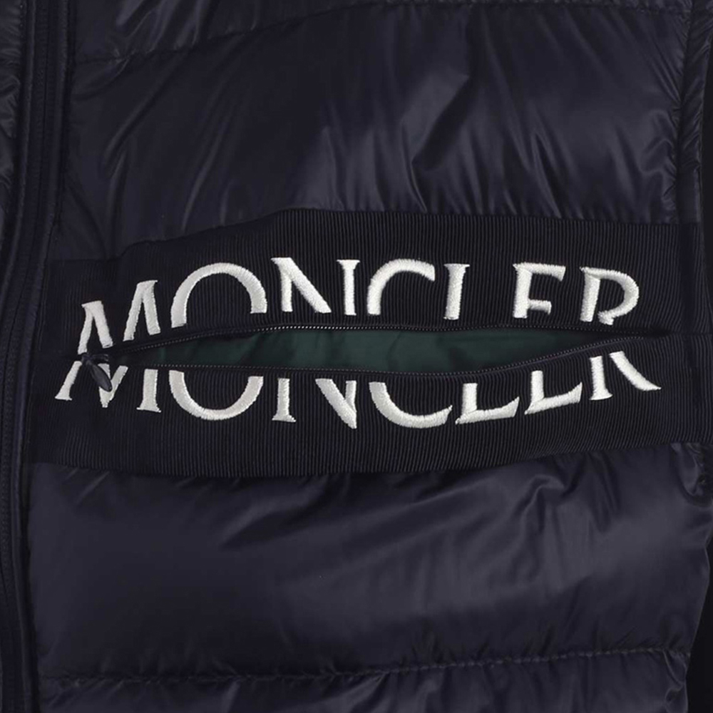 Moncler logo màu xanh hoa văn lá thư đơn giản bông xuống áo giáp đội mũ trùm đầu thời trang thời trang của phụ nữ