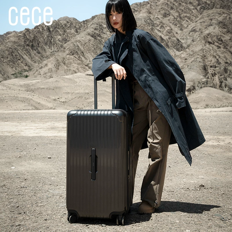 Capacious suitcase with zipper, durable box, increased thickness