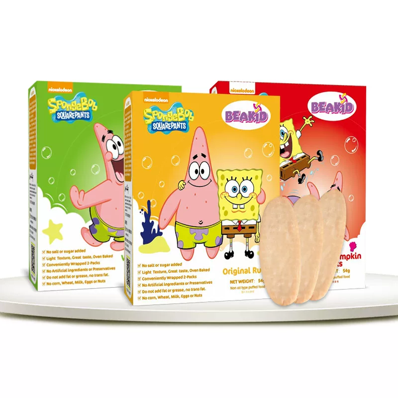 Beakid SpongeBob Pilgrite Fruit Base+Rice Cake 8 boxes of children's snacks without adding white granulated sugar