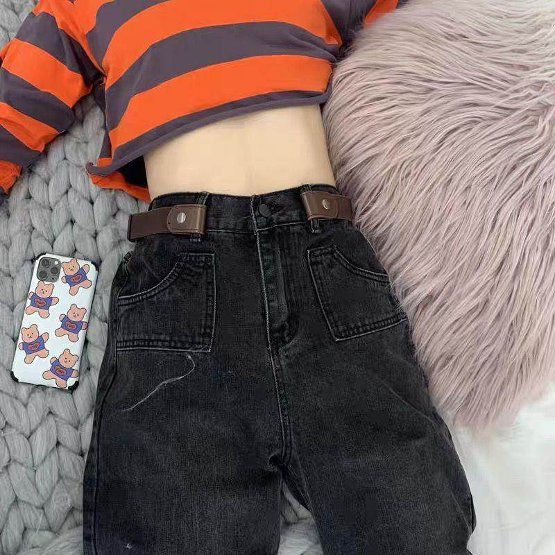 Invisible belt seamless lazy pants belt all-match elastic elastic jeans belt female decoration ins wind male hole-free