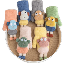 Childrens winter all-inclusive warm and antifreeze cotton gloves with thick velvet for primary school students cute girls and boys baby five-finger gloves