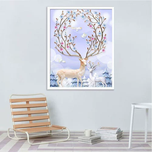 Бриллиантовая живопись 2020 Новая 5D Полная алмазная крыльца Вертикальная версия Wealth Elk 8D Crystal Hanging Asle Cross Stitch 2021 2021
