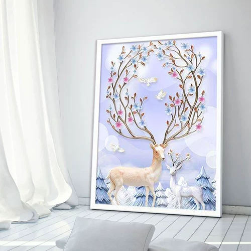 Бриллиантовая живопись 2020 Новая 5D Полная алмазная крыльца Вертикальная версия Wealth Elk 8D Crystal Hanging Asle Cross Stitch 2021 2021