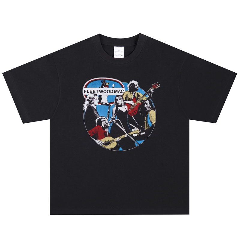 Fleetwood Mac Rock Band T-Shirt American Retro Small Neckline Heavy Cotton Short Sleeve Vintage Long Sleeve Fleetwood Mac Rock Band T-Shirt American Retro Small Neckline Heavy Cotton Short Sleeve Vintage Long Sleeve