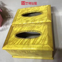 Gold Silk Nanmu Paper Towels Box Solid Wood Cramps Cardboard Craft Gift Table Swing Piece Creative Box Bedroom Napkin Box