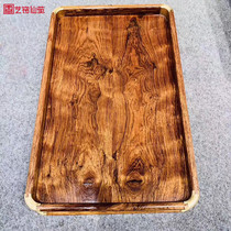 Yellow flower pear wood small tea tray solid wood pallet Wenpan containing whole solid wood rectangular minimalist tea tray Home tea set