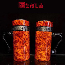 Natural Taihang Cliff Cypress Covered Water Cup Teacup Health Cup Solid Wood Vehicular Mug Portable Insulated Kettle Send Gift