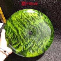 Large Leaf Nankin Silk Nanmu Wood Green Button Opening Gift Office Home Solid Wood Pendulum Piece Living Room Wood Carving Handicraft